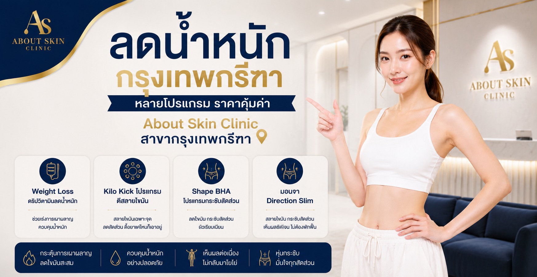 ภาพประกอบบทความ ลดน้ำหนัก กรุงเทพกรีฑา หลายโปรแกรม ราคาคุ้มค่า | About Skin Clinic สาขากรุงเทพกรีฑา - About Skin Clinic