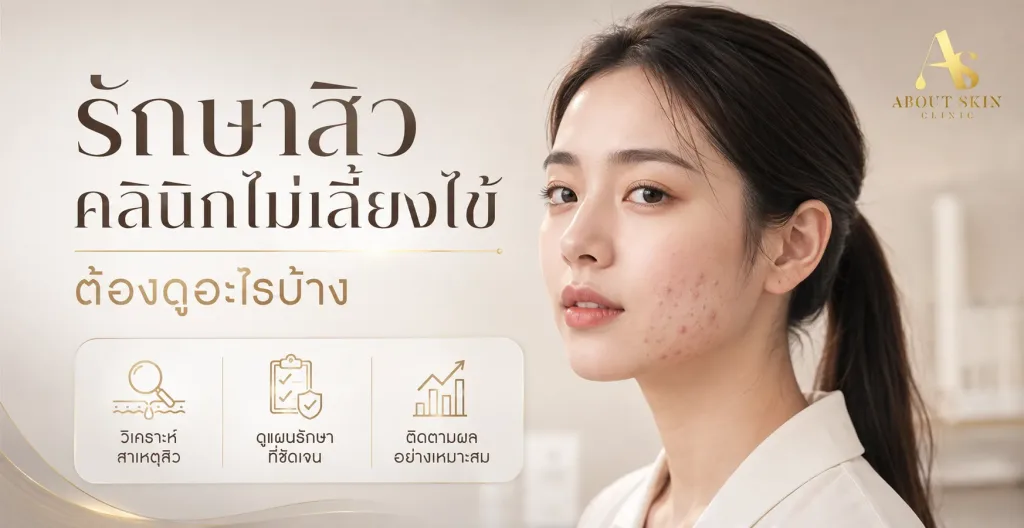 ภาพประกอบบทความ รักษาสิวคลินิกไม่เลี้ยงไข้ ต้องดูอะไรบ้าง - About Skin Clinic
