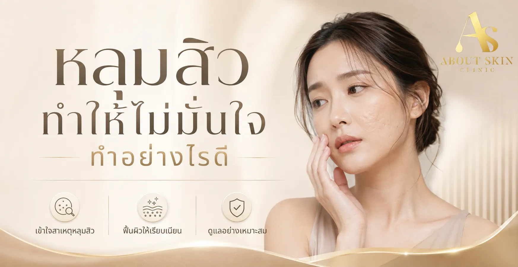 ภาพประกอบบทความ หลุมสิวทำให้ไม่มั่นใจ ทำอย่างไรดี - About Skin Clinic