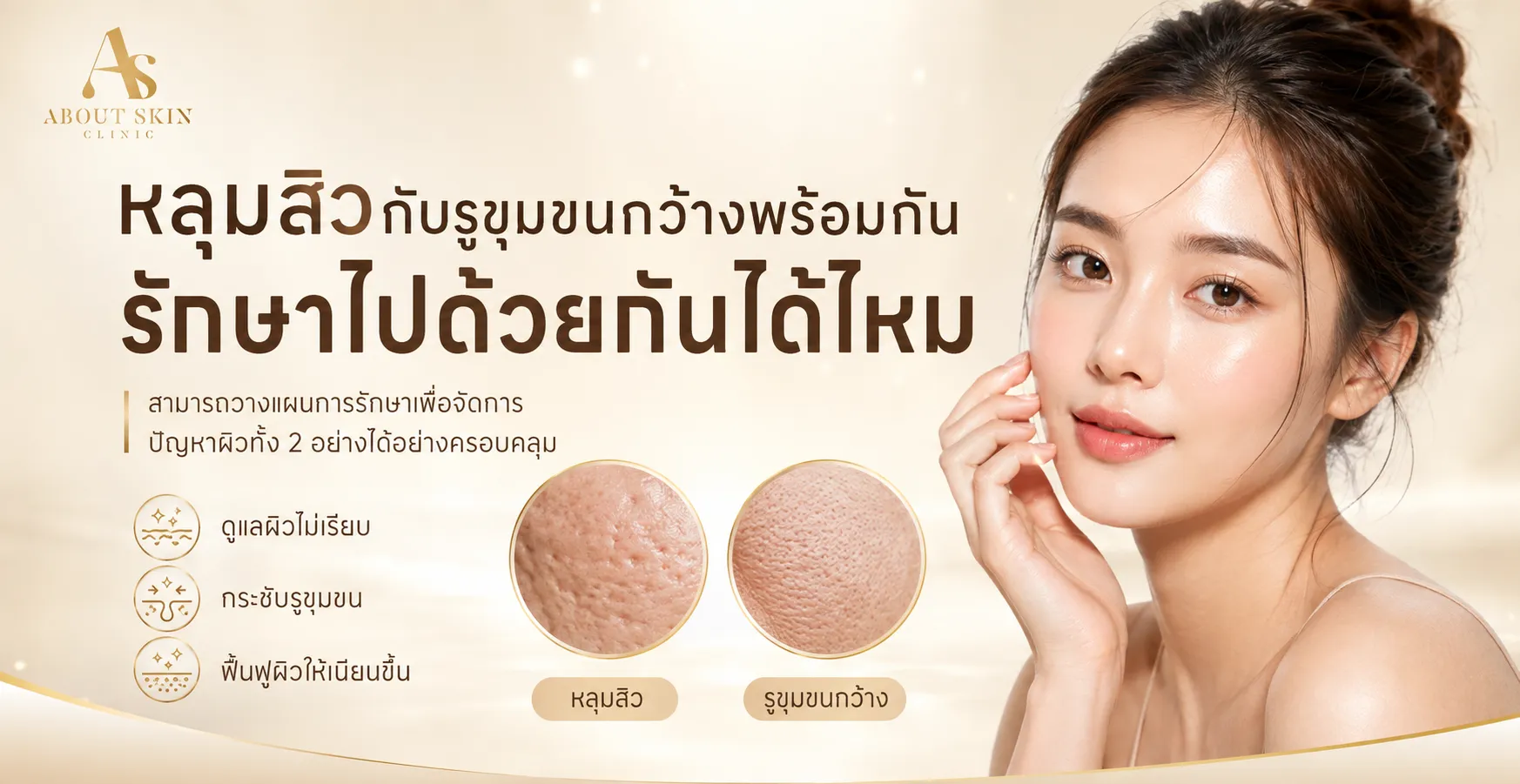 ภาพประกอบบทความ หลุมสิวกับรูขุมขนกว้างพร้อมกัน รักษาไปด้วยกันได้ไหม - About Skin Clinic