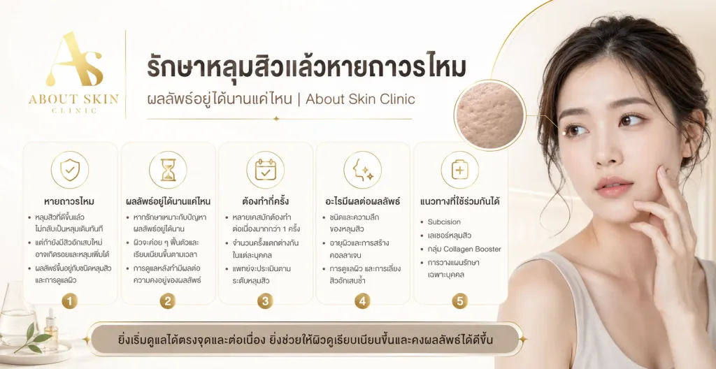 ภาพประกอบบทความ รักษาหลุมสิวแล้วหายถาวรไหม ผลลัพธ์อยู่ได้นานแค่ไหน - About Skin Clinic