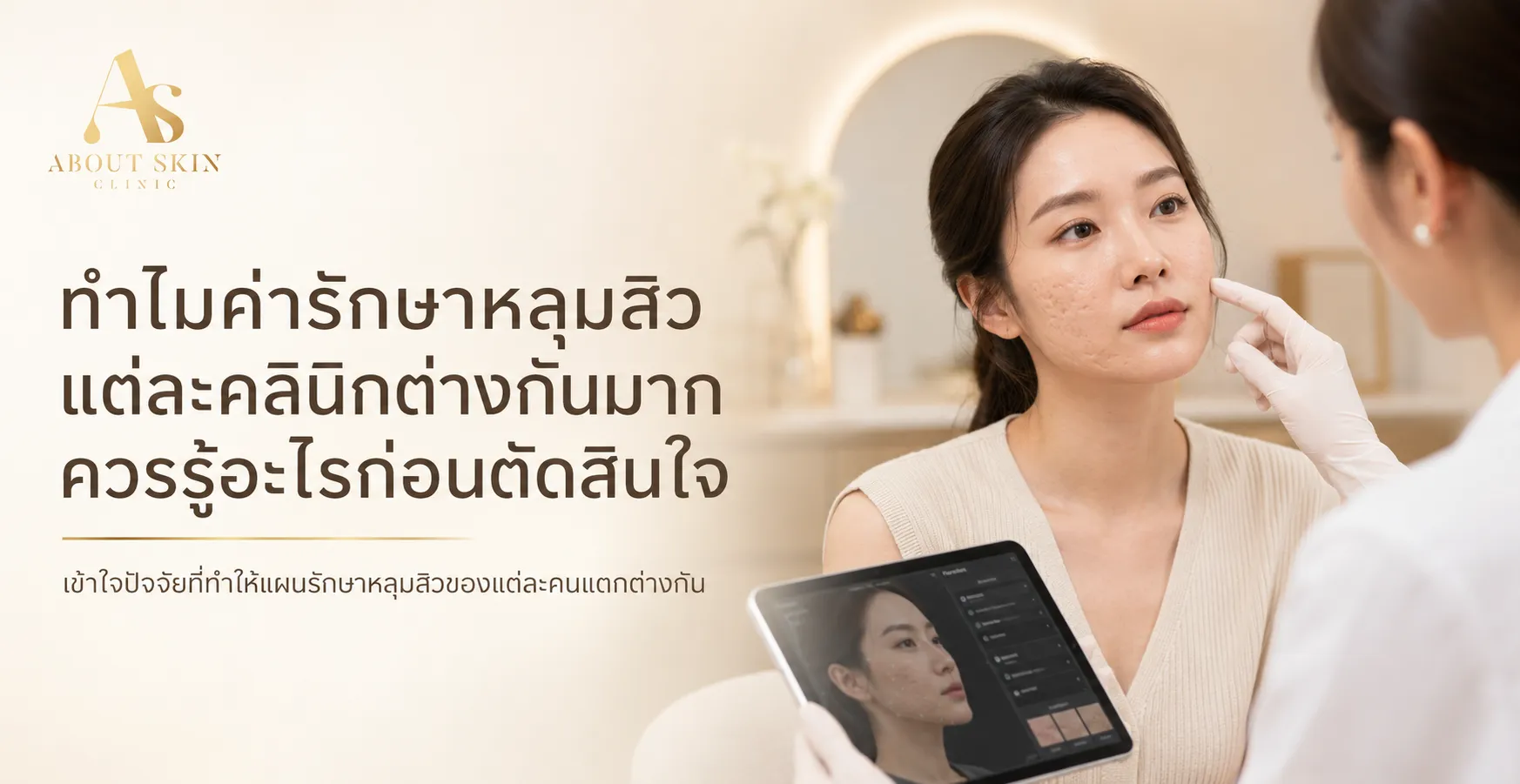 ภาพประกอบบทความ ทำไมค่ารักษาหลุมสิวแต่ละคลินิกต่างกันมาก ควรรู้อะไรก่อนตัดสินใจ - About Skin Clinic