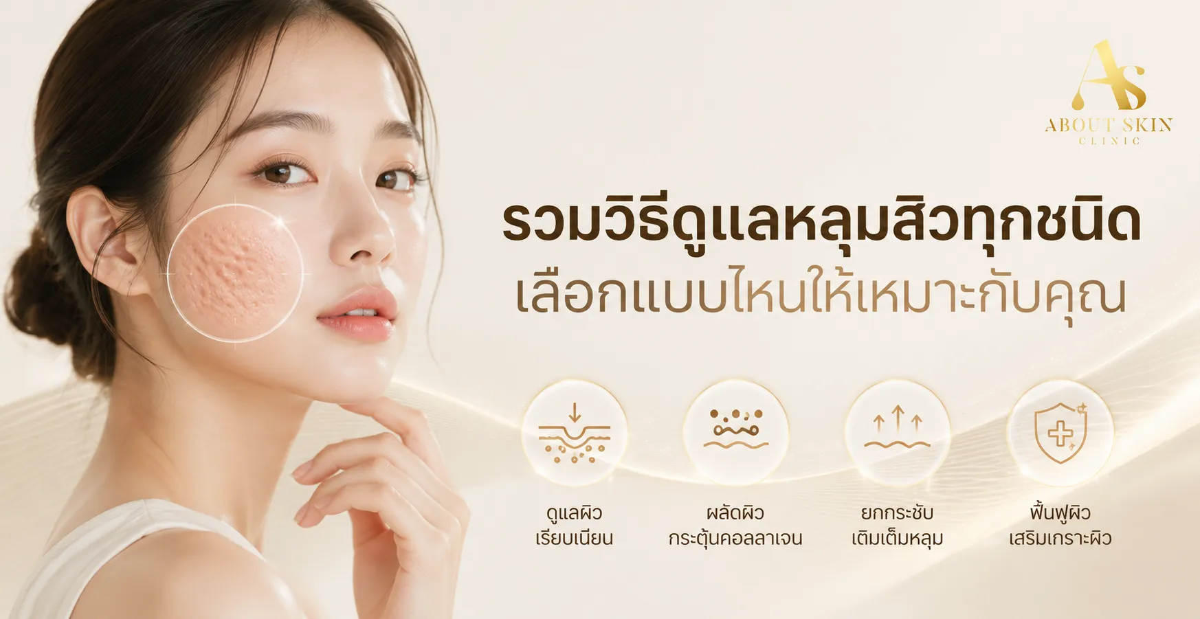 ภาพประกอบบทความ รวมวิธีดูแลหลุมสิวทุกชนิด เลือกแบบไหนให้เหมาะกับคุณ - About Skin Clinic