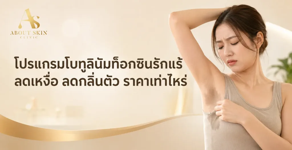 ภาพประกอบบทความ โปรแกรมโบทูลินัมท็อกซินรักแร้ ลดเหงื่อ ลดกลิ่นตัว ราคาเท่าไหร่ - About Skin Clinic