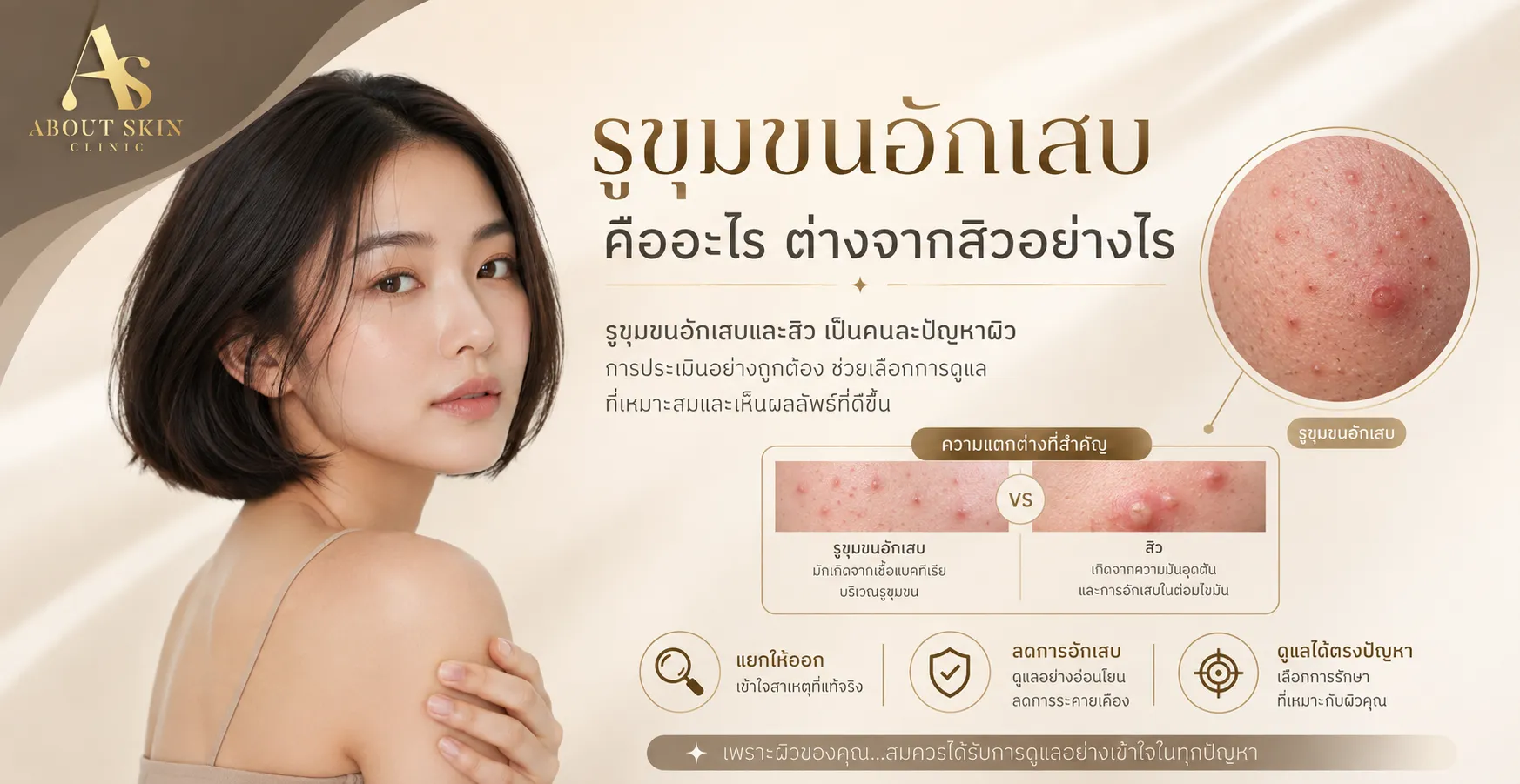 ภาพประกอบบทความ รูขุมขนอักเสบ คืออะไร ต่างจากสิวอย่างไร - About Skin Clinic