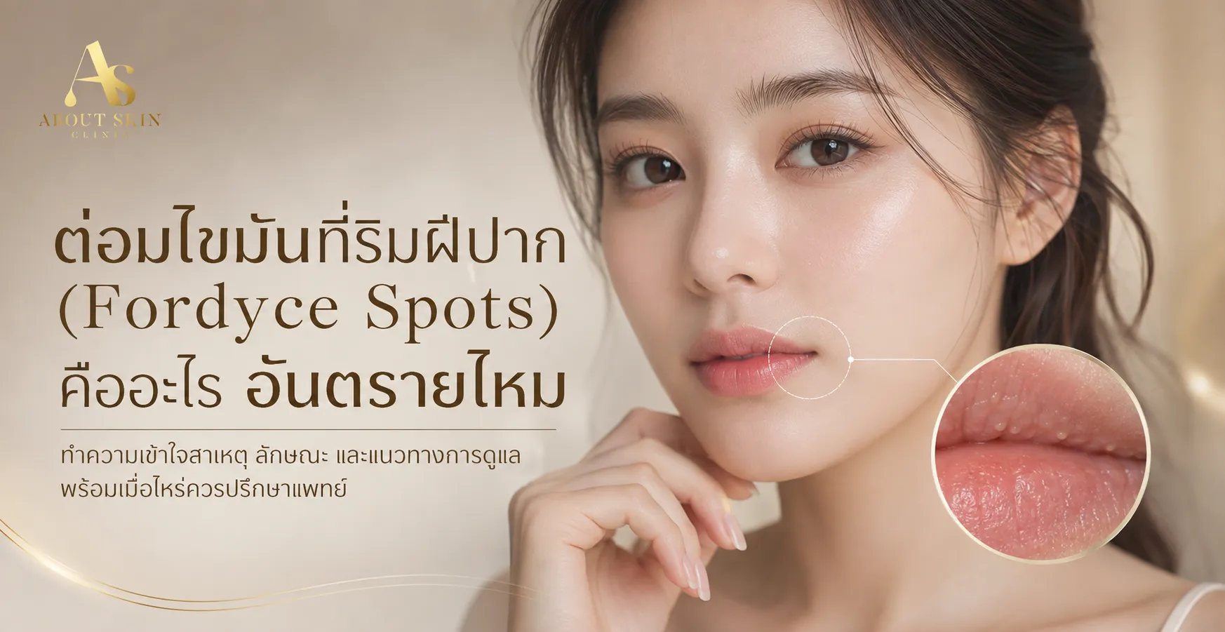 ภาพประกอบบทความ ต่อมไขมันที่ริมฝีปาก (Fordyce Spots) คืออะไร อันตรายไหม - About Skin Clinic