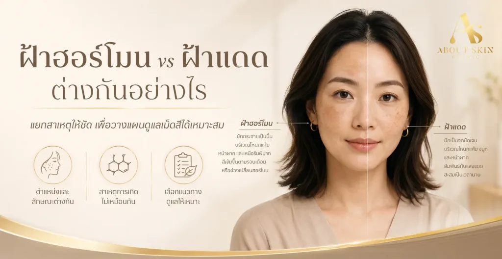 ภาพประกอบบทความ ฝ้าฮอร์โมน vs ฝ้าแดด ต่างกันอย่างไร - About Skin Clinic