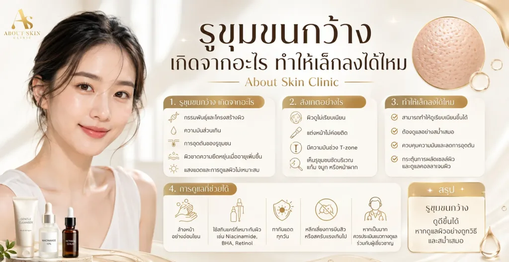 ภาพประกอบบทความ รูขุมขนกว้าง เกิดจากอะไร ทำให้เล็กลงได้ไหม - About Skin Clinic