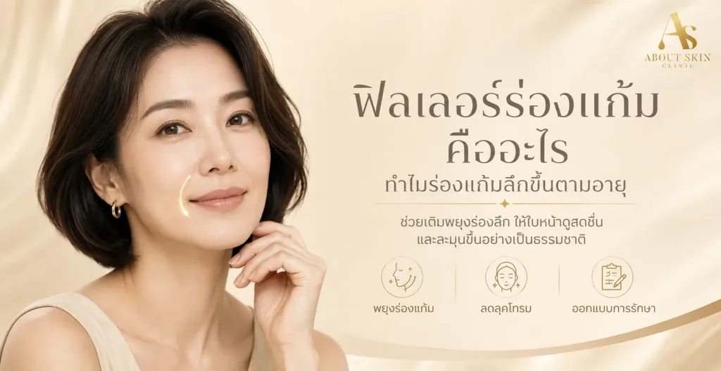ภาพประกอบบทความ ฟิลเลอร์ร่องแก้ม คืออะไร ทำไมร่องแก้มลึกขึ้นตามอายุ - About Skin Clinic