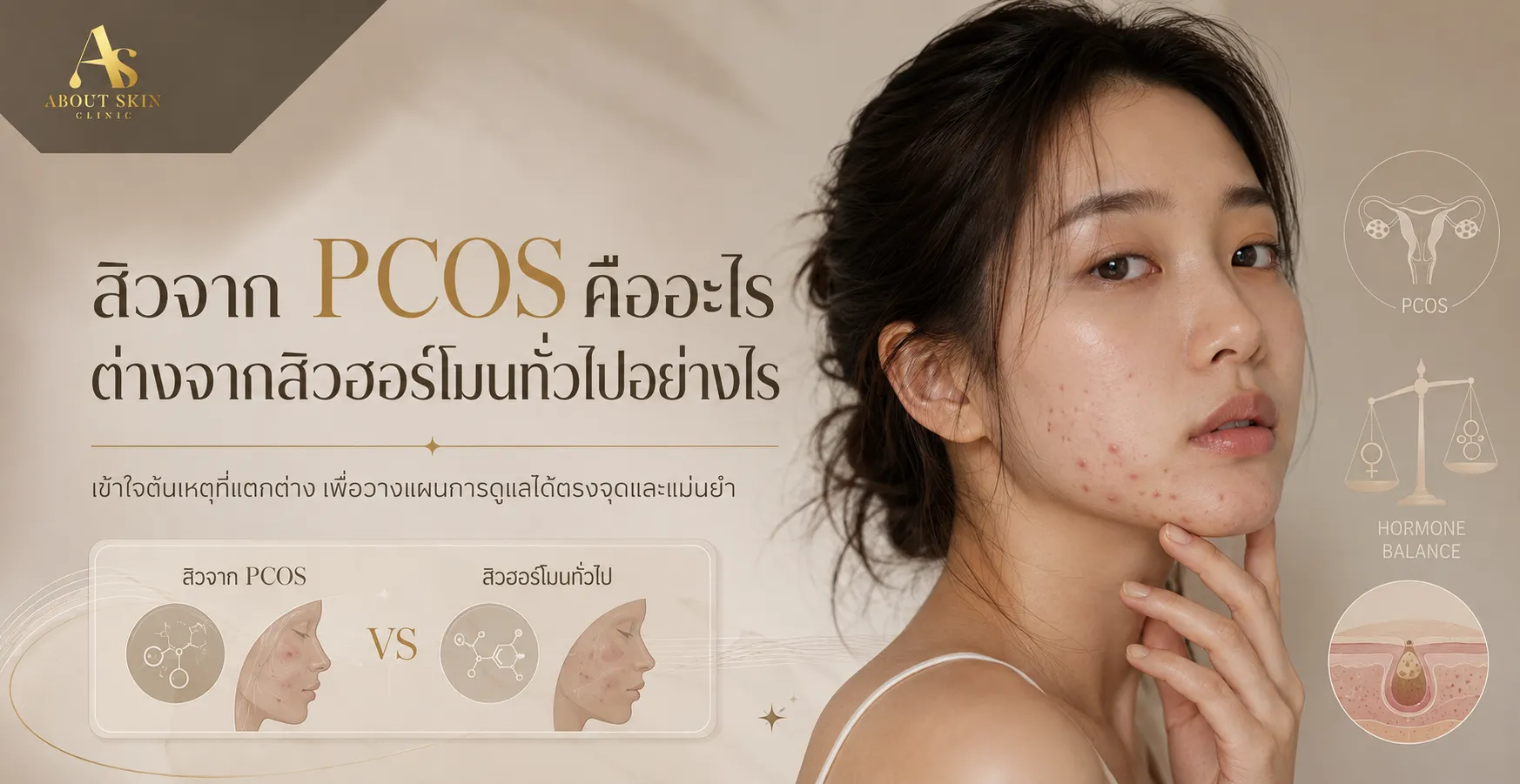 ภาพประกอบบทความ สิวจาก PCOS คืออะไร ต่างจากสิวฮอร์โมนทั่วไปอย่างไร - About Skin Clinic