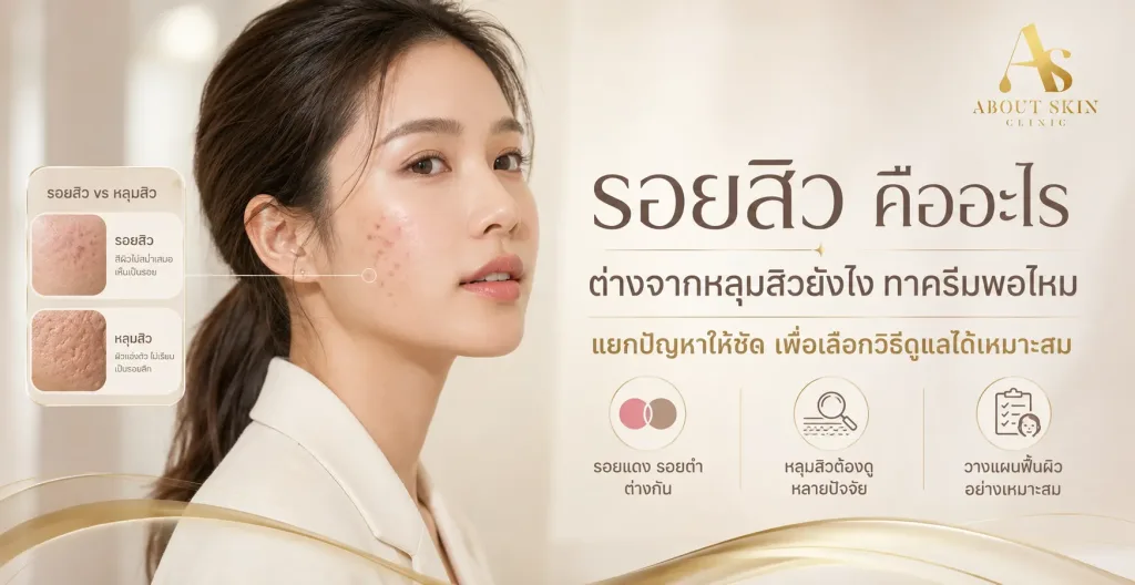ภาพประกอบบทความ รอยสิว คืออะไร ต่างจากหลุมสิวอย่างไร ทาครีมพอไหม - About Skin Clinic