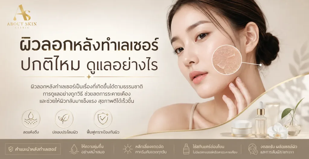 ภาพประกอบบทความ ผิวลอกหลังทำเลเซอร์ ปกติไหม ดูแลอย่างไร - About Skin Clinic