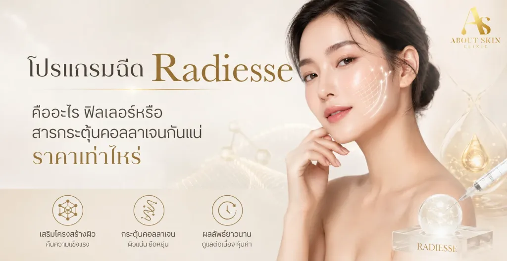 ภาพประกอบบทความ โปรแกรมฉีด Radiesse คืออะไร ฟิลเลอร์หรือสารกระตุ้นคอลลาเจนกันแน่ ราคาเท่าไหร่ - About Skin Clinic