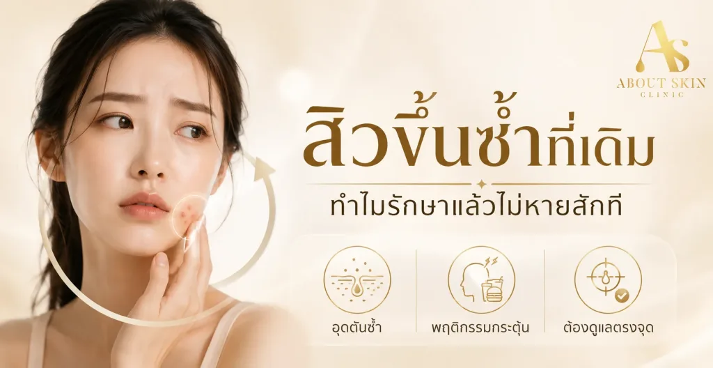 ภาพประกอบบทความ สิวขึ้นซ้ำที่เดิม ทำไมรักษาแล้วไม่หายสักที - About Skin Clinic