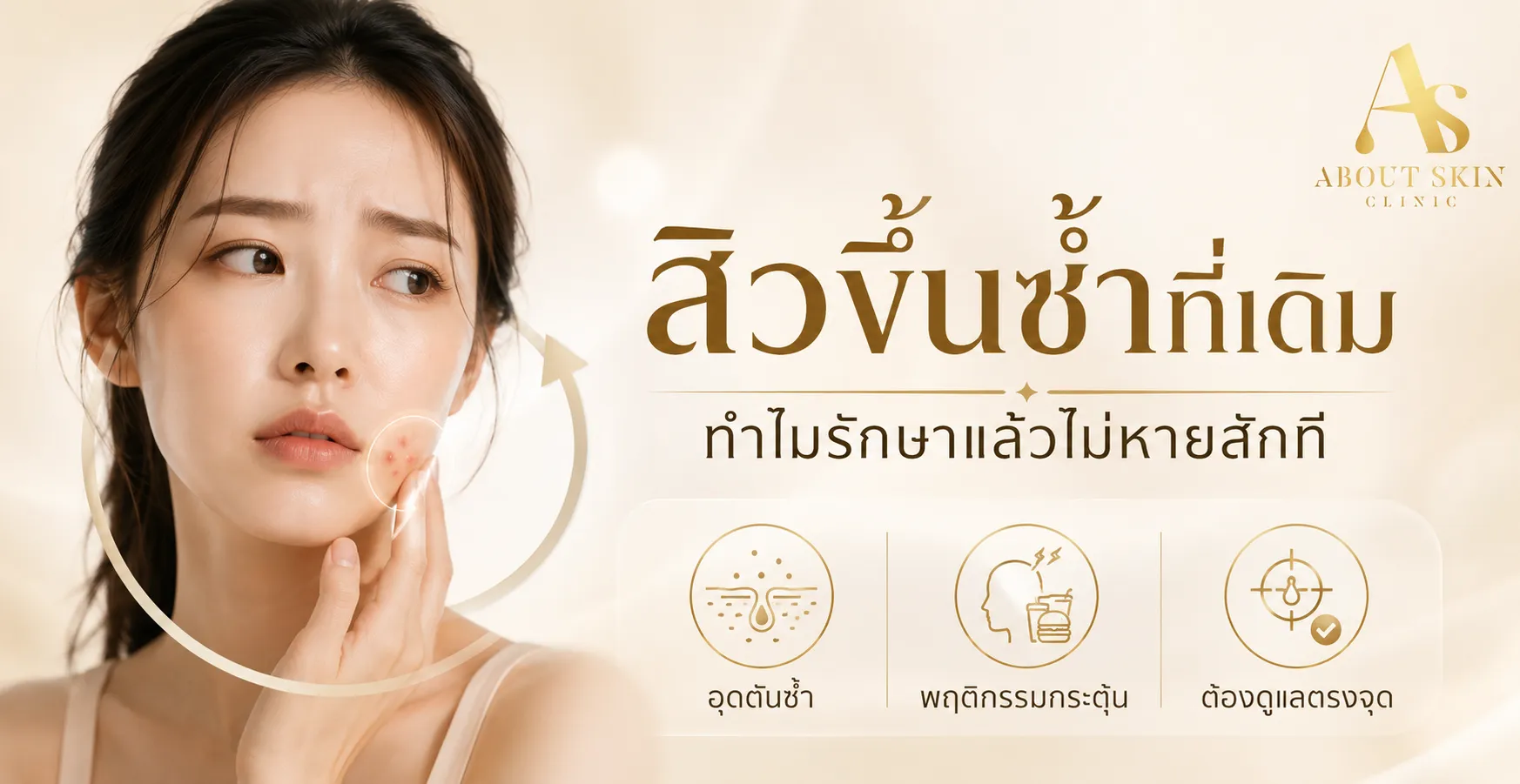 ภาพประกอบบทความ สิวขึ้นซ้ำที่เดิม ทำไมรักษาแล้วไม่หายสักที - About Skin Clinic