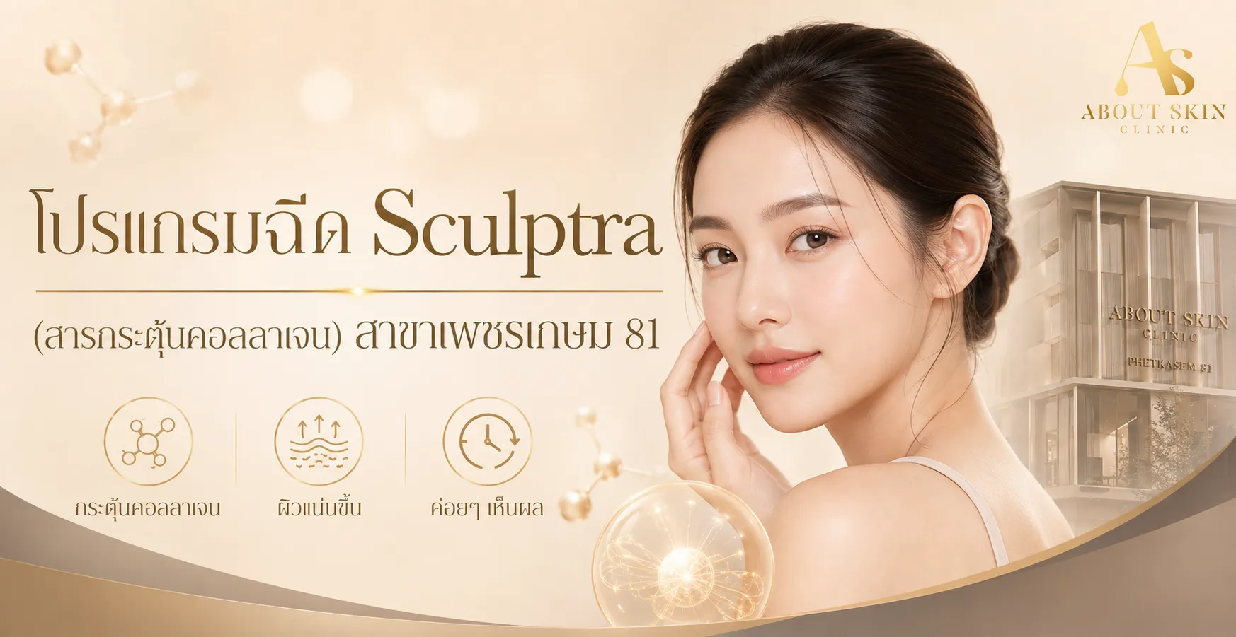 ภาพประกอบบทความ โปรแกรมฉีด Sculptra (สารกระตุ้นคอลลาเจน) สาขาเพชรเกษม 81 - About Skin Clinic
