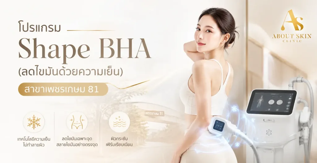 ภาพประกอบบทความ โปรแกรม Shape BHA (ลดไขมันด้วยความเย็น) สาขาเพชรเกษม 81 - About Skin Clinic