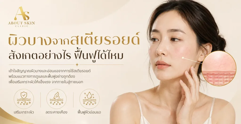 ภาพประกอบบทความ ผิวบางจากสเตียรอยด์ สังเกตอย่างไร ฟื้นฟูได้ไหม - About Skin Clinic