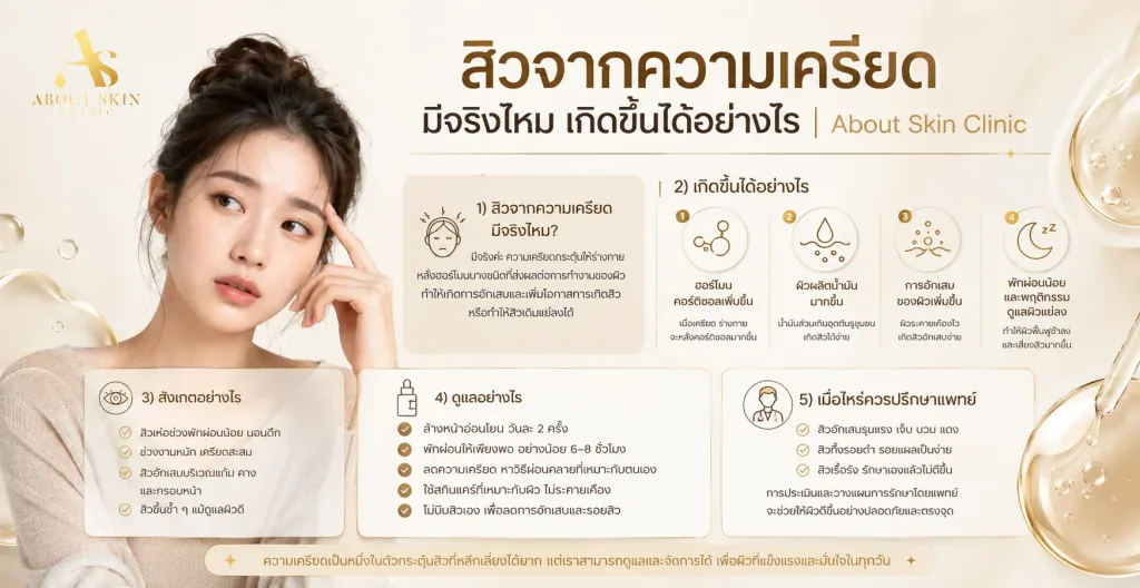 ภาพประกอบบทความ สิวจากความเครียด มีจริงไหม เกิดขึ้นได้อย่างไร - About Skin Clinic