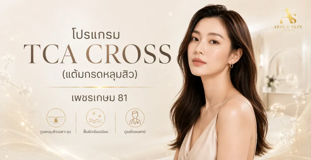 ภาพประกอบบทความ โปรแกรม TCA CROSS (แต้มกรดหลุมสิว) กรุงเทพกรีฑา - About Skin Clinic