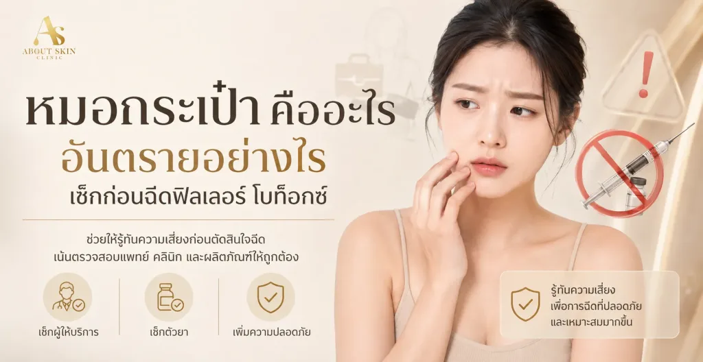 ภาพประกอบบทความ หมอกระเป๋า คืออะไร อันตรายอย่างไร เช็คก่อนฉีดฟิลเลอร์ โบท็อกซ์ - About Skin Clinic