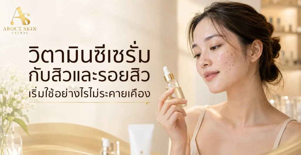 ภาพประกอบบทความ วิตามินซีเซรั่ม กับสิวและรอยสิว เริ่มใช้อย่างไรไม่ระคายเคือง - About Skin Clinic