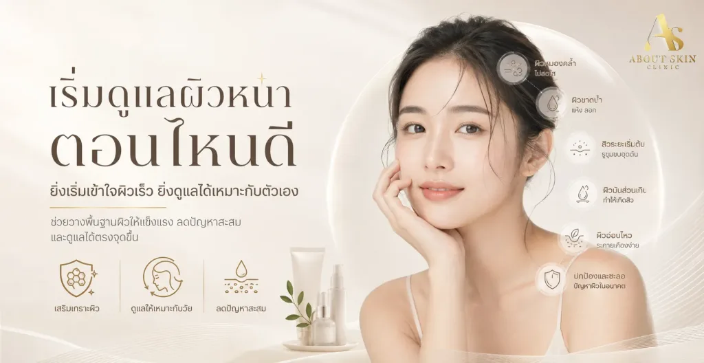 ภาพประกอบบทความ เริ่มดูแลผิวหน้าตอนอายุเท่าไหร่ดี - About Skin Clinic