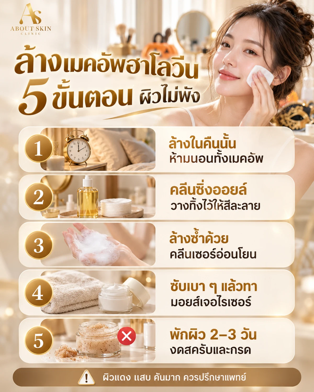 วิธีล้างเมคอัพฮาโลวีนให้ผิวไม่พัง 5 ขั้นตอน - About Skin Clinic