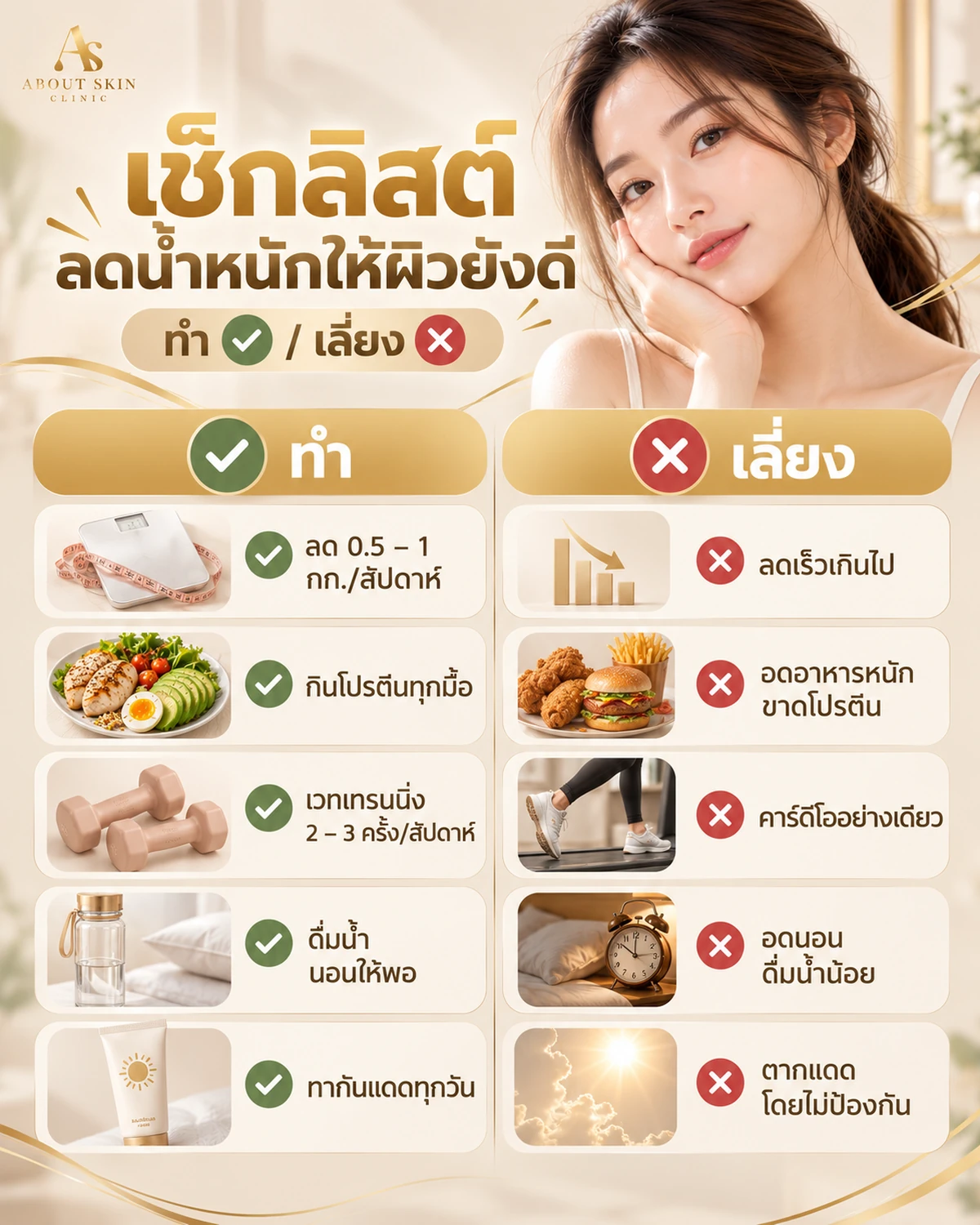 เช็กลิสต์ลดน้ำหนักอย่างไรให้ผิวไม่หย่อน - About Skin Clinic
